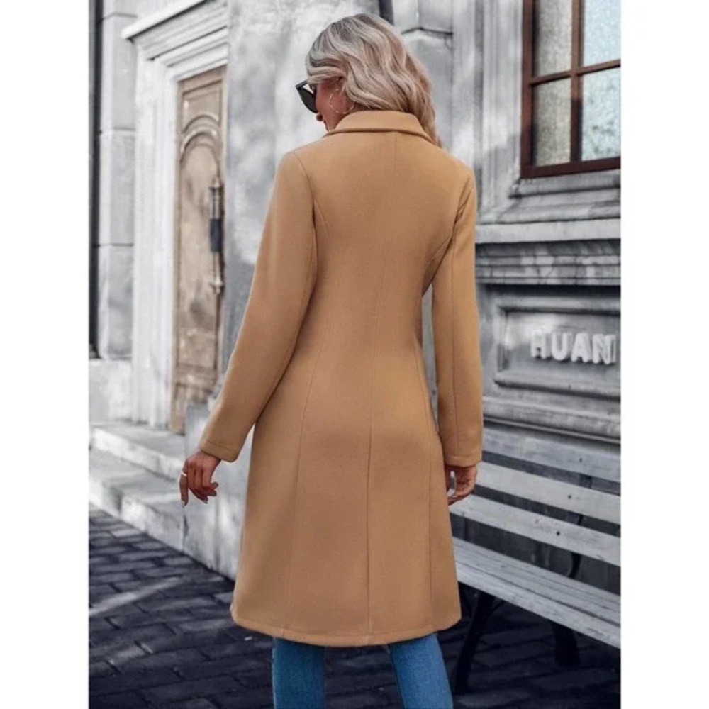 Cozy Double Breasted Tweed Trench Coat Jacket - Picture 8 of 8